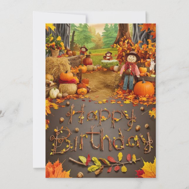 Dreamy Maple Leaf Autumn Fall Happy Birthday Card (Front)