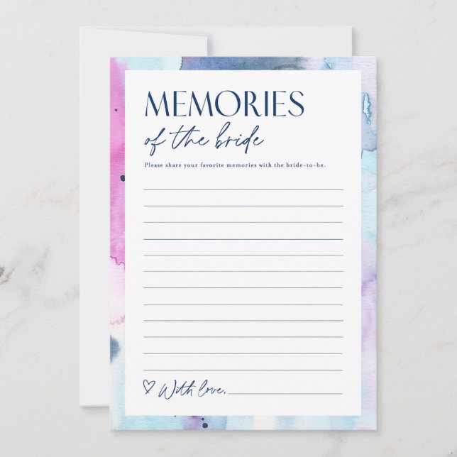 Dreamy Memories of the Bride Shower Activity Card (Front)