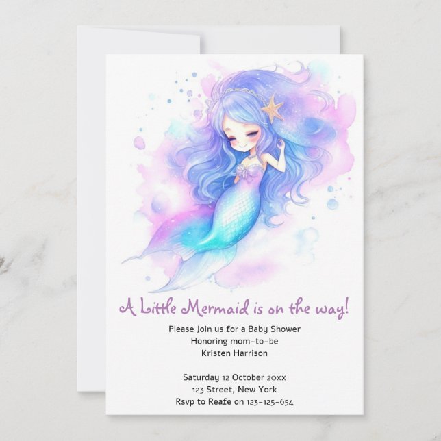 Dreamy Mermaid Baby Shower Celebration Invitation (Front)