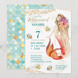 Dreamy Mermaid Birthday Party Invitation