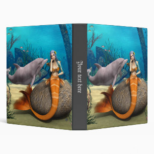 Dreamy Mermaid Dolphin Underwater Fantasy Art Binder