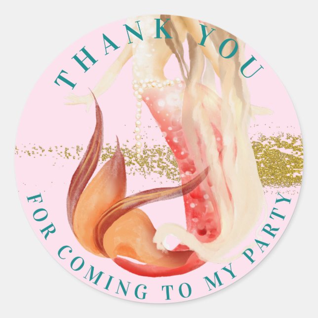 Dreamy Mermaid Thank you Classic Round Sticker (Front)
