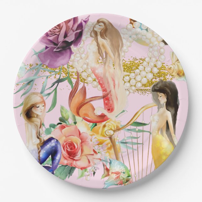 Dreamy mermaids  paper plate (Front)