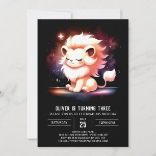 Dreamy Minimalist Lion Birthday Invitation