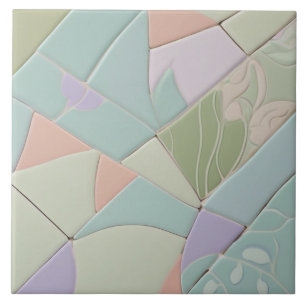 Dreamy Mint Abstract Modern Pastel Faux Mosaic Tile