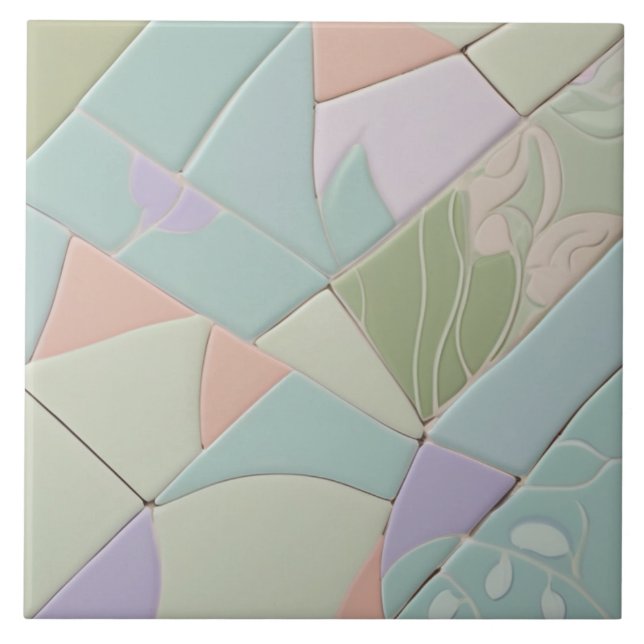 Dreamy Mint Abstract Modern Pastel Faux Mosaic Tile (Front)