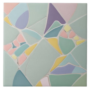 Dreamy Mint Abstract Modern Pastel Mosaic Tile