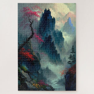 Dreamy Misty Mountain Landscape Jigsaw Puzzle