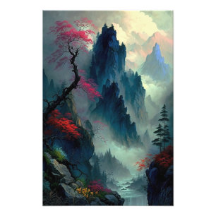 Dreamy Misty Mountain Landscape Photo Enlargement Print