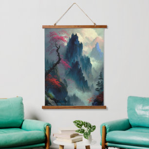 Dreamy Misty Mountain Paysage Tapisserie murale
