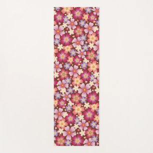 Dreamy Mixed Blossoms (Brown) Floral Yoga Mat