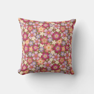 Dreamy Mixed Blossoms (Olive) Floral Throw Pillow