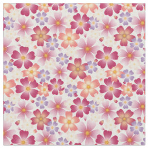 Dreamy Mixed Blossoms on White Small Scale Floral Fabric