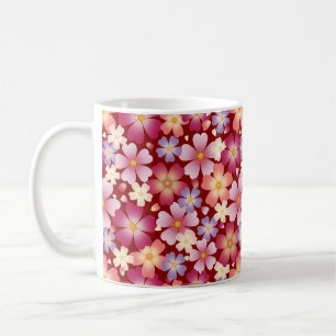 Dreamy Mixed Blossoms (Red) Floral Print Coffee Mug