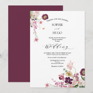Dreamy Modern Watercolour Wild flower Wedding Invitation