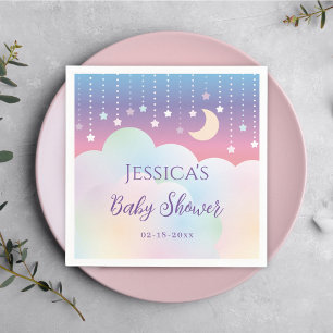 Dreamy Moon and Stars Gender Neutral Baby Shower Napkin