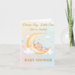 Dreamy Moon Baby Shower Invitation - Sleeping Baby