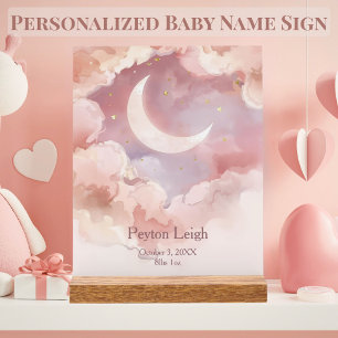 Dreamy Moon & Clouds Personalized Nursery Acrylic Sign