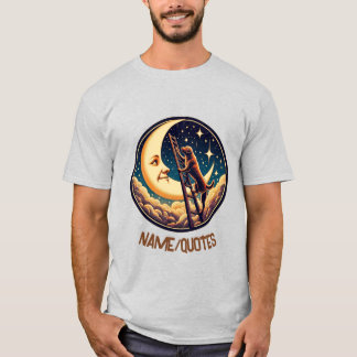 Dreamy Moon & Dog Climbing Ladder T-Shirt