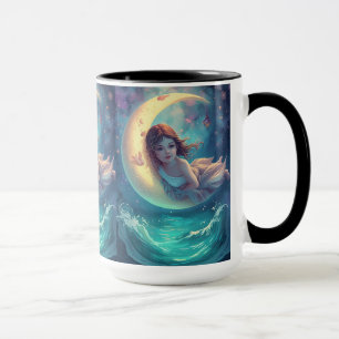 Dreamy Moon Girl Mug Design   Cute Baby Moon Art  