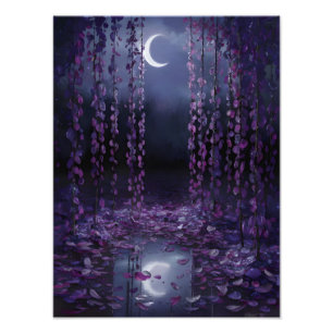 Dreamy Moonlight Willow Tree Photo Print