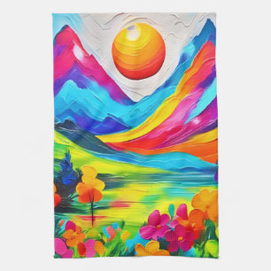 Dreamy Mountain Majesty Painting  Kitchen Towel