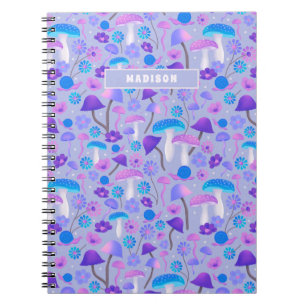 Dreamy Mushrooms Flowers Snails Purple Turquoise Notebook