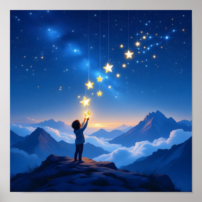 Dreamy Night Sky Star Child Wall Art (Front)