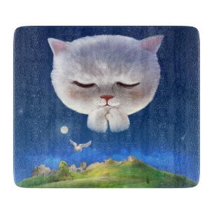 Dreamy Night Sky with Cat Cutting Board