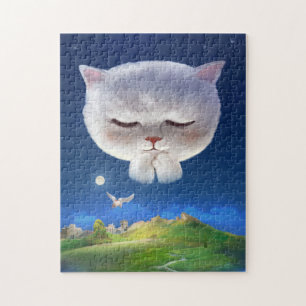 Dreamy Night Sky with Cat Jigsaw Puzzle