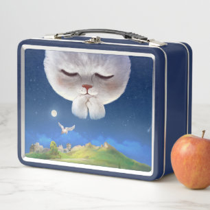 Dreamy Night Sky with Cat Metal Lunch Box