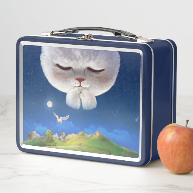 Dreamy Night Sky with Cat Metal Lunch Box (In Situ)