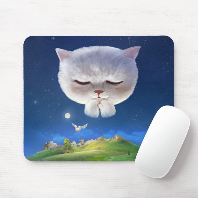 Dreamy Night Sky with Cat Mouse Pad (With Mouse)