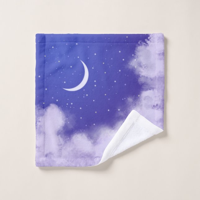 Dreamy Night Sky with Crescent Moon Crossbody Bag Wash Cloth (Wash Cloth)