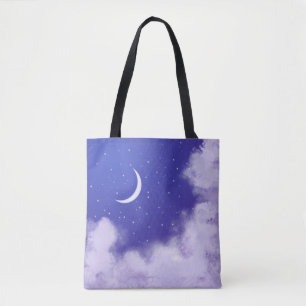 Dreamy Night Sky with Crescent Moon Tote Bag