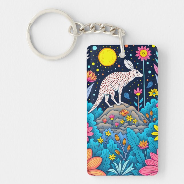 Dreamy Nighttime Forest Keychain (Front)