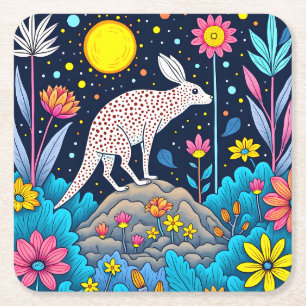 Dreamy Nighttime Forest Square Paper Coaster