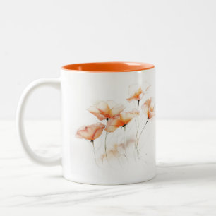 Dreamy Orange Florals Two-Tone Mug