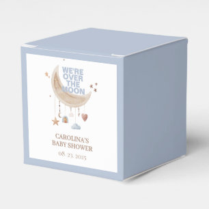 Dreamy Over the Moon blue baby shower Favor Box