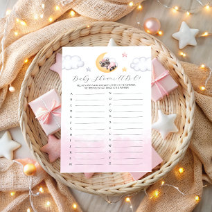 Dreamy Over the Moon Girl Baby Shower ABC Game