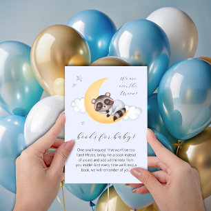 Dreamy Over the Moon Raccoon Boy Baby Shower Enclosure Card