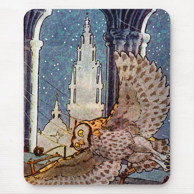 dreamy owl flying at night mouse pad (Front)