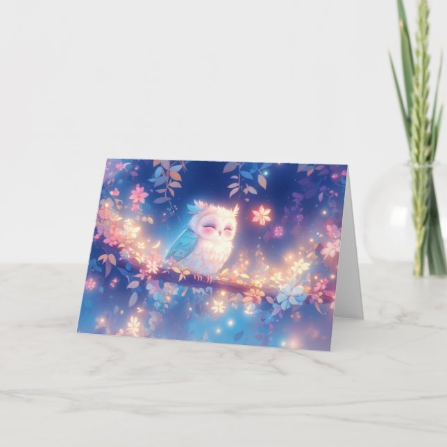 Dreamy Owl in a Blossoming Twilight Card (Front)