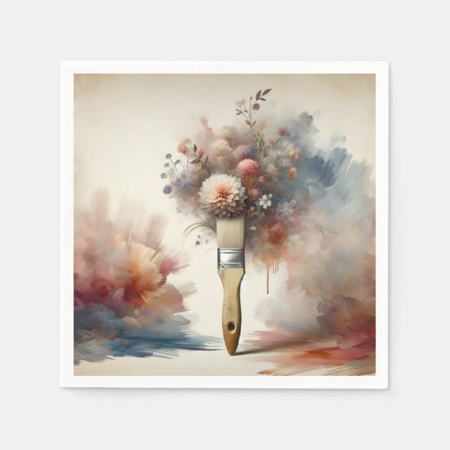 Dreamy Paintbrush Flower Bunch Napkin (Front)