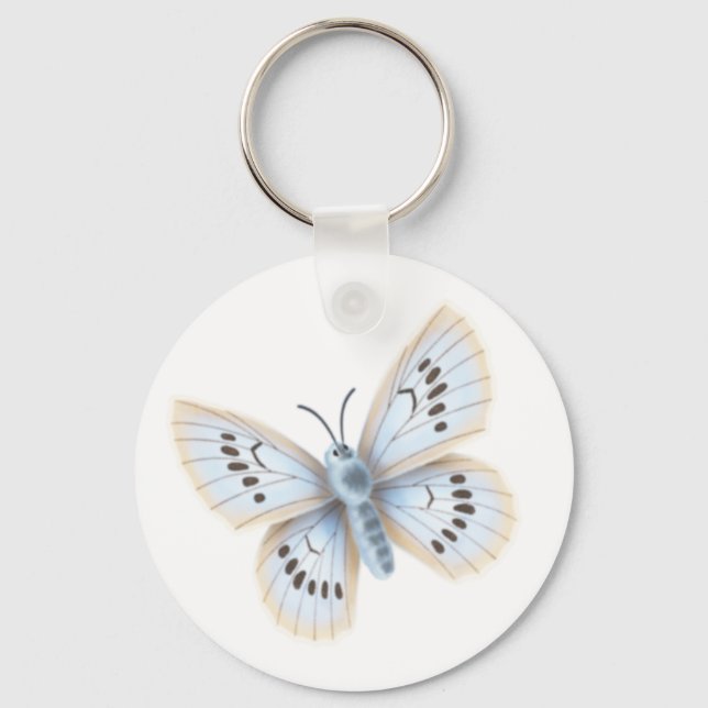 Dreamy Pale Blue Butterfly Lepidoptera Keychain (Front)