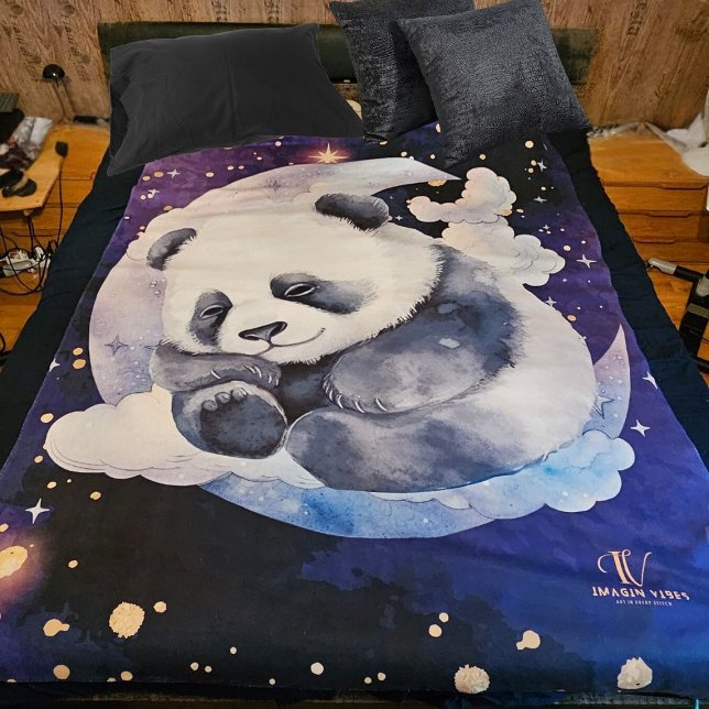 Dreamy Panda on Moon Sherpa Blanket (Dreamy Panda on Moon Sherpa Blanket)