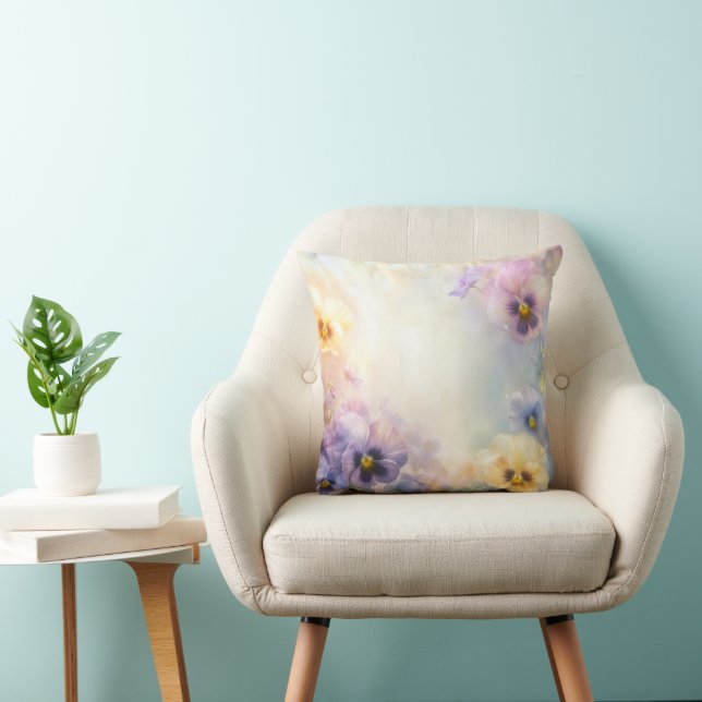Dreamy Pansy Abstract Throw Pillow (Chair)