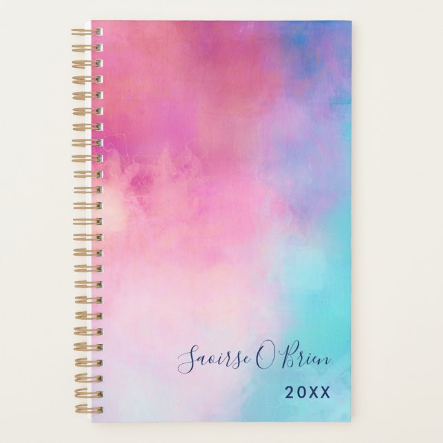 Dreamy Pastel Abstract Add Your Name Planner (Front)