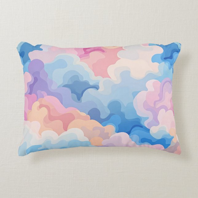 Dreamy Pastel Abstract Cloud Pattern in Watercolor Accent Pillow (Front)