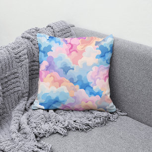 Dreamy Pastel Abstract Cloud Pattern in Watercolor Throw Pillow